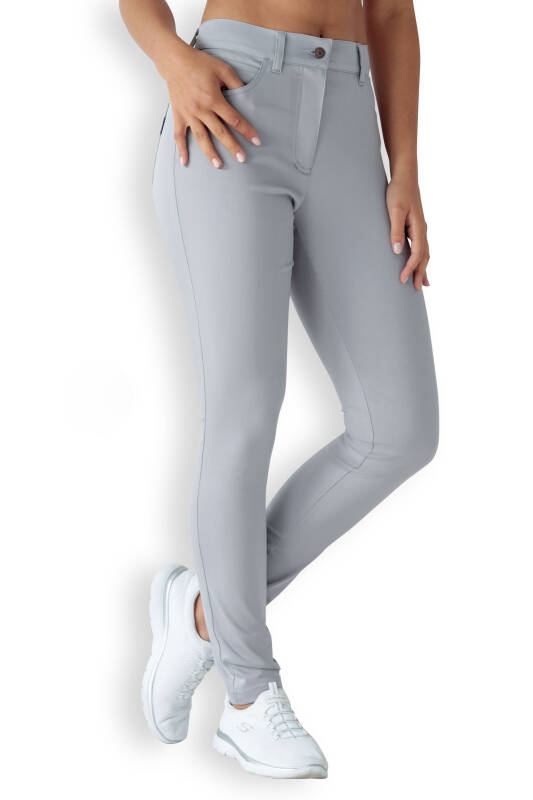 Comfort stretch 5-pocket broek dames - slanke pijp grijs