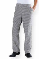 Gastro broek heren - bandplooien zwart/wit