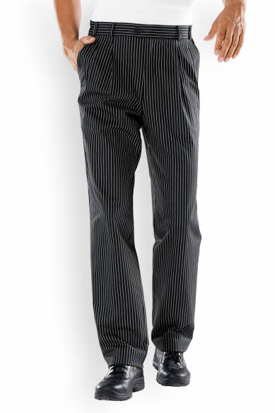 Gastro Pantalon Homme - Pinces - Fines rayures noir/blanc