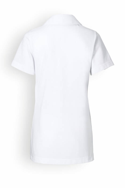 Piqué Longshirt Damen - mit Kragen weiß