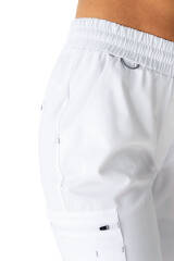 CLINIC WASH Pantalon Femme - Ceinture en maille blanc