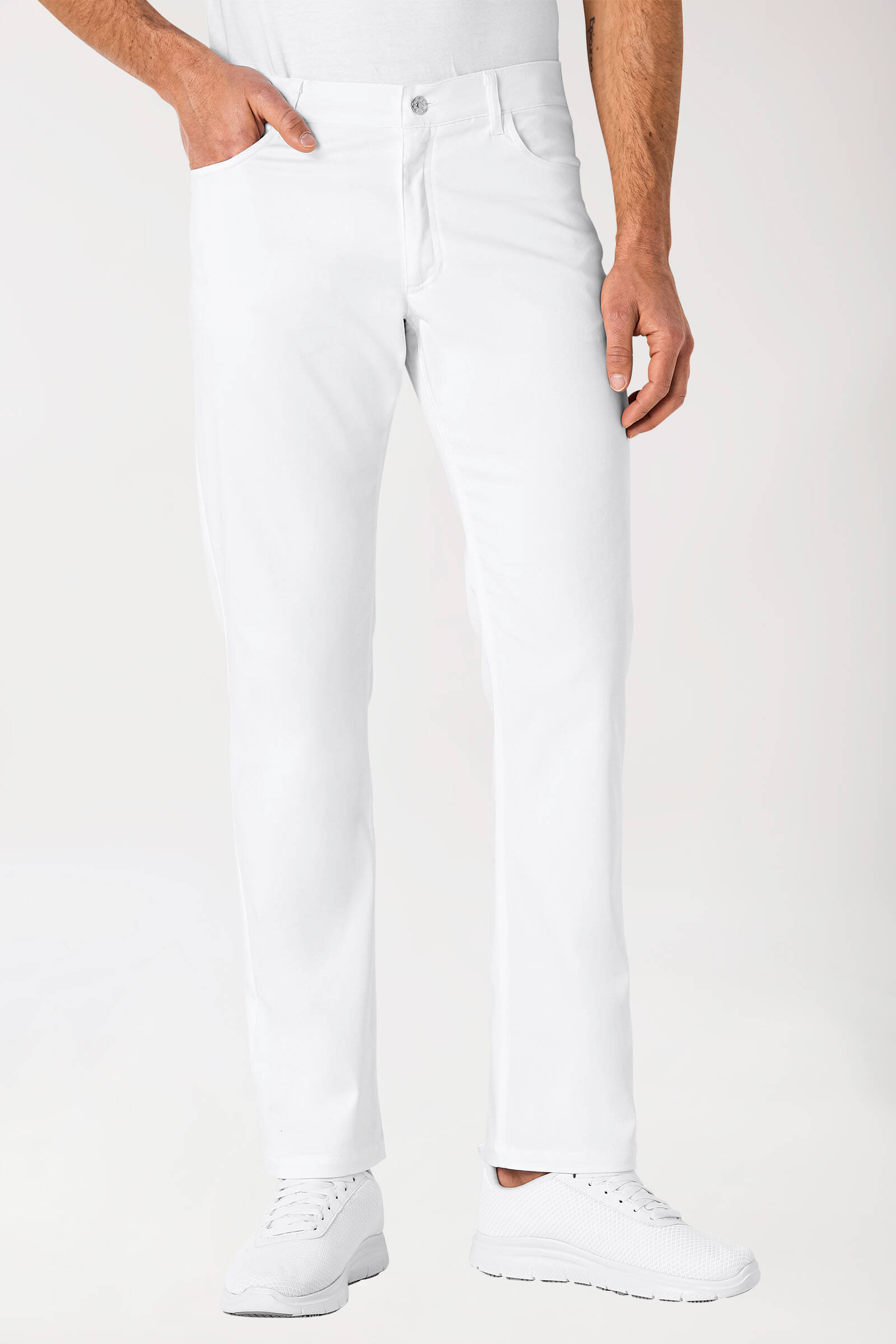 COMFY FLEX Pantalon médical 5 poches Homme - Jambe droite blanc pour hommes, blanc