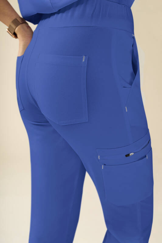 KAERE broek dames - zoom met elastische boord en beenzak blauw
