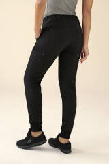 KAERE Pantalon Femme - avec poches cargo et ourlets côtelés noir