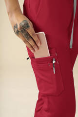 KAERE Pantalon Femme - avec poches cargo rouge