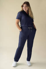 KAERE Pantalon Femme - avec poches cargo bleu navy
