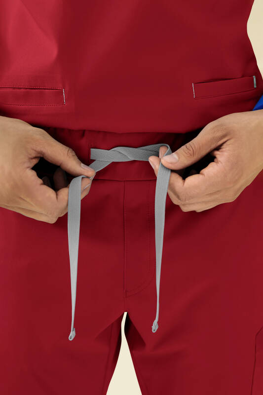 KAERE broek heren - zoom met elastische boord en beenzak rood