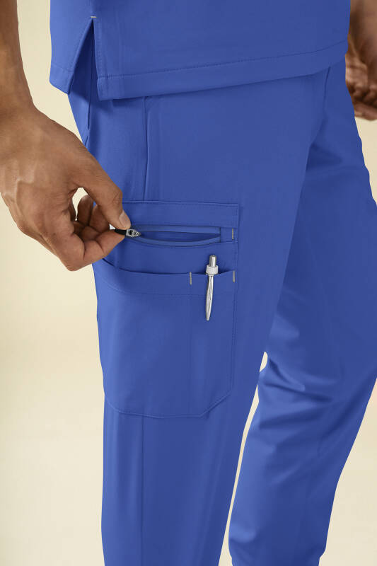 KAERE broek heren - zoom met elastische boord en beenzak blauw