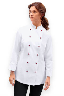 Gastro Kochjacke Damen aus Baumwolle - 1/1 Arm weiß