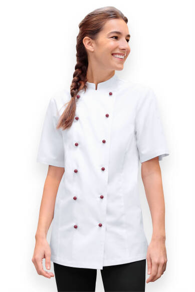 Gastro Veste de cuisine Femme - Patte 6 boutons - Manche courte blanc