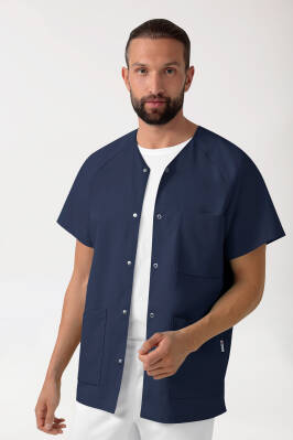 CORE Blouse Homme - Entièrement boutonnée bleu navy