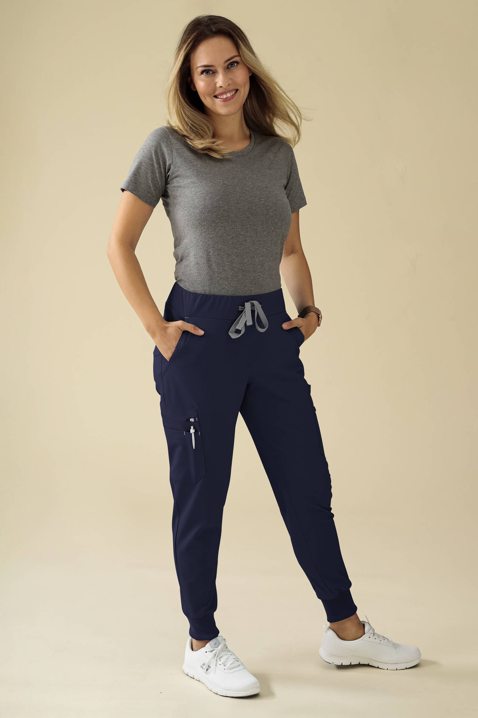 Kaere Hose Damen Saumb Ndchen Kurzgr Mit Beintaschen Navy Clinic Dress