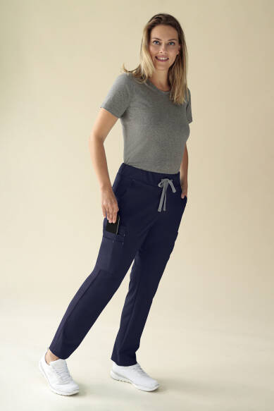 KAERE Pantalon Femme - avec poches cargo Taille courte bleu navy
