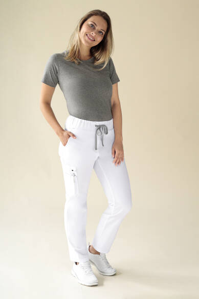 KAERE Pantalon Femme - avec poches cargo Taille courte blanc