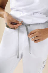 kaere Pantalon Femme - Bas de jambe droit Taille courte blanc