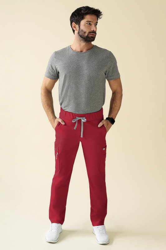 KAERE Pantalon Homme - Bas de jambe droit Taille courte rouge