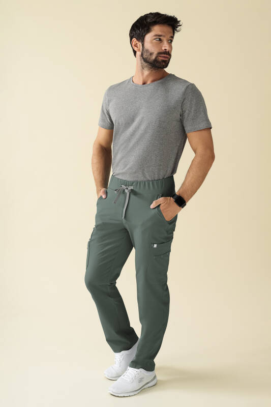kaere Pantalon Homme - Bas de jambe droit Taille courte vert foncé