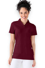 T-shirt long Femme en Piqué - Avec col bordeaux