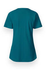 Piqué long-shirt dames - diagonale halslijn petrol