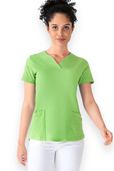 Piqué Longshirt Damen - diagonaler Ausschnitt apfelgrün