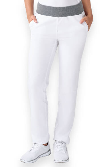 Pantalon Stretch Femme - Ceinture en maille blanc/gris chiné