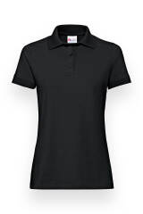 Stretch shirt dames - polokraag-knoopsluiting zwart