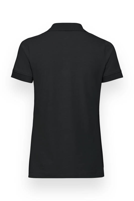 Stretch shirt dames - polokraag-knoopsluiting zwart