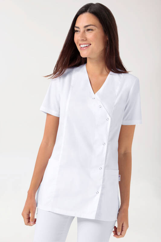 Stretch tuniek dames - met knoopluiting wit