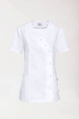 Stretch tuniek dames - met knoopluiting wit