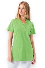 T-shirt long Femme en Piqué - Col V vert pomme