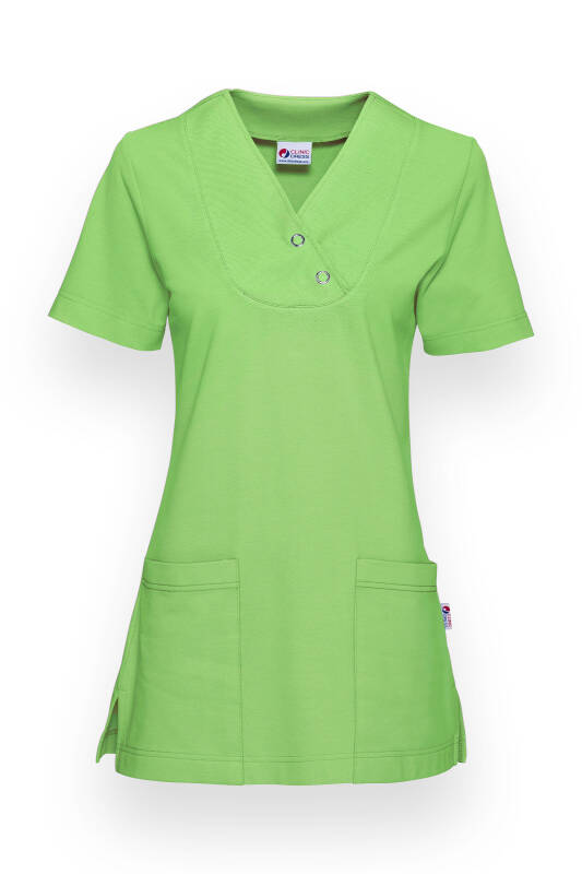T-shirt long Femme en Piqué - Col V vert pomme