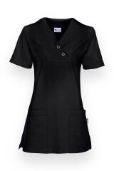 Piqué long-shirt dames - V-hals zwart