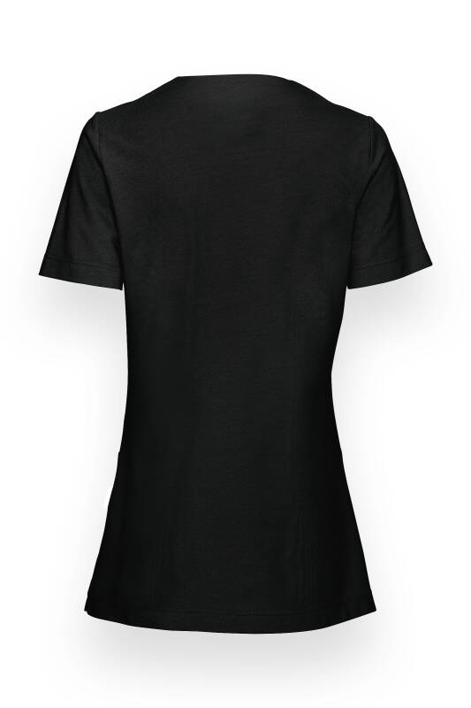 Piqué long-shirt dames - V-hals zwart