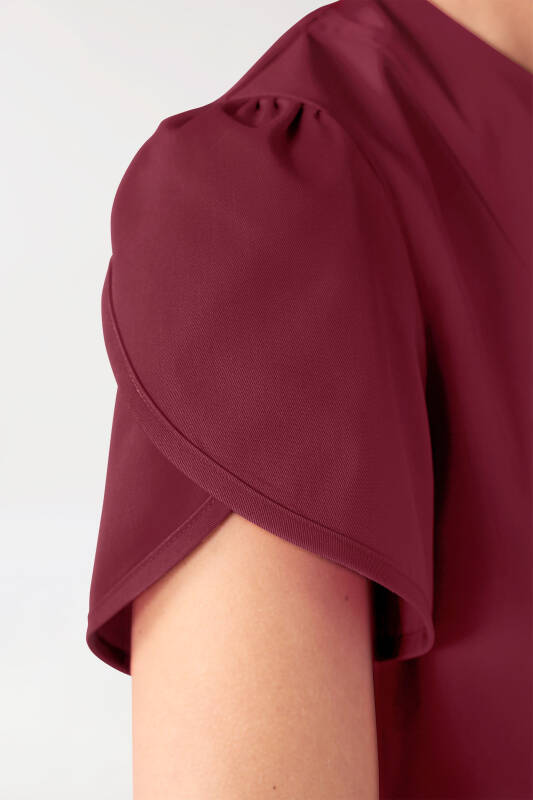 Beauty tuniek dames - met pofmouw bordeaux