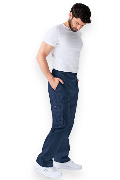 CLINIC WASH Pantalon mixte - Poche sur la jambe Taille courte bleu navy