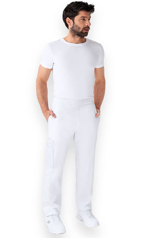 CLINIC WASH Pantalon mixte - Poche sur la jambe Taille courte blanc