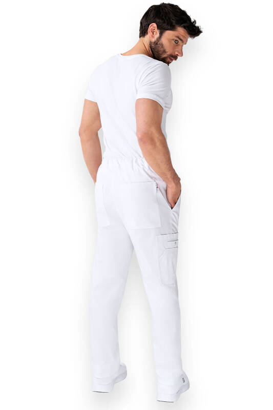 CLINIC WASH Pantalon mixte - Poche sur la jambe Taille courte blanc