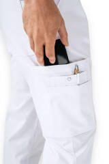 CLINIC WASH Pantalon mixte - Poche sur la jambe Taille courte blanc
