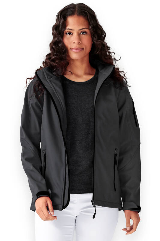 Softshell jassen unisex - met capuchon leigrijs