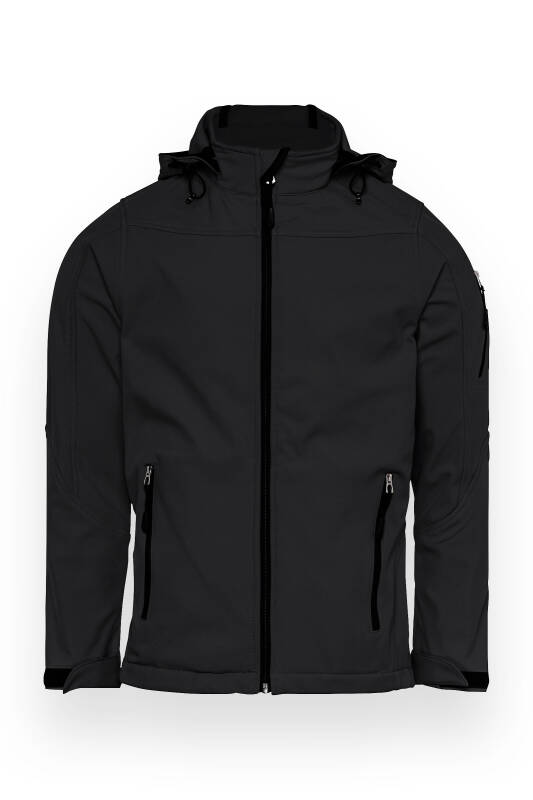 Softshell Jacken Unisex - mit Kapuze schwarz