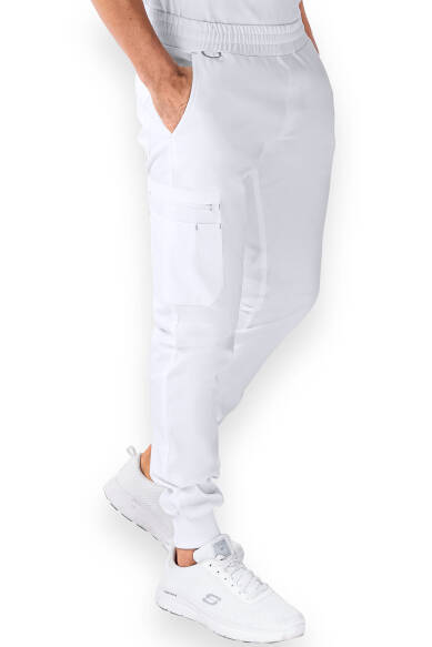 CLINIC WASH Pantalon Homme - Bord au bas des jambes blanc/gris