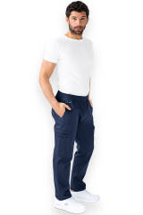CLINIC WASH broek heren - rechte zoom korte maat navy/hemelsblauw