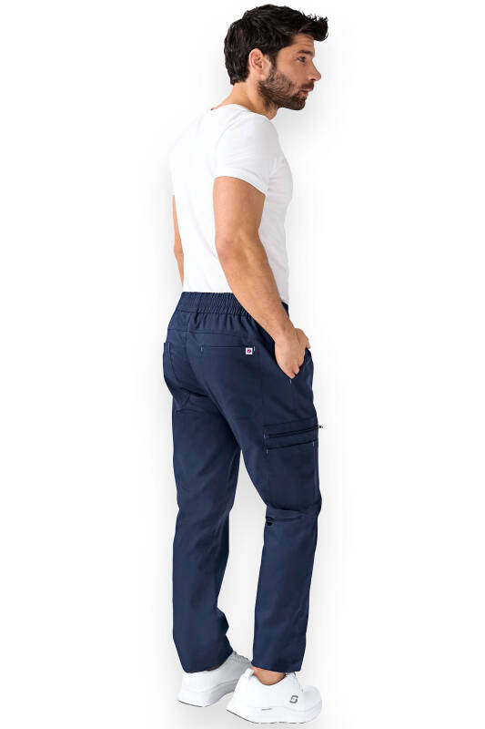 CLINIC WASH broek heren - rechte zoom korte maat navy/hemelsblauw