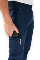 CLINIC WASH broek heren - rechte zoom korte maat navy/hemelsblauw