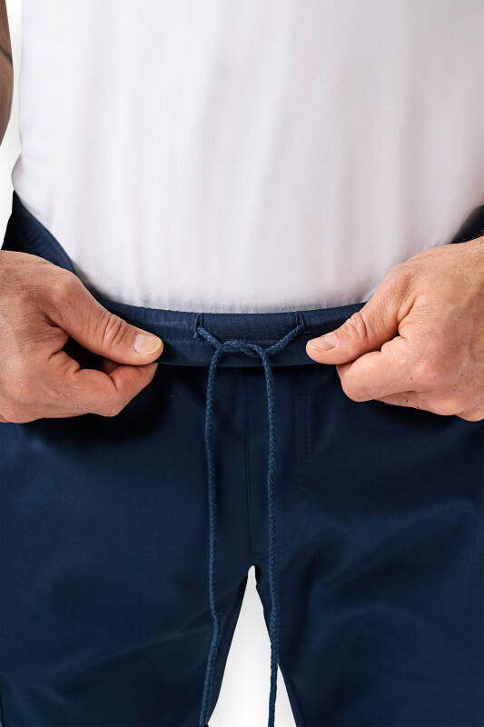 CLINIC WASH broek heren - rechte zoom korte maat navy/hemelsblauw