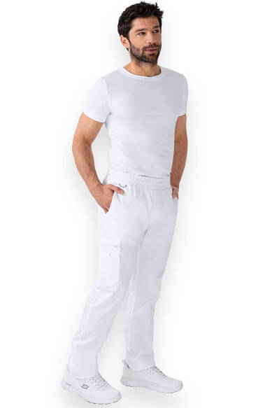CLINIC WASH broek heren - rechte zoom korte maat wit/grijs