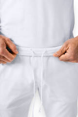 CLINIC WASH Pantalon Homme - Bas de jambe droit Taille courte blanc/gris