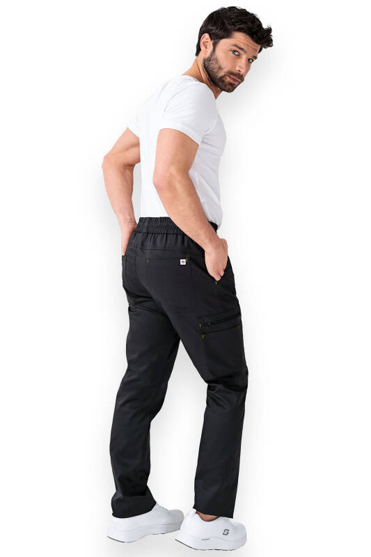 CLINIC WASH Pantalon Homme - Bas de jambe droit Taille courte noir/jaune