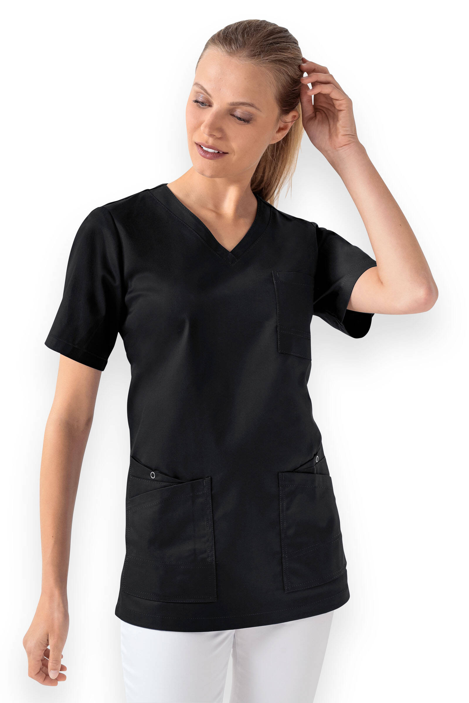 CLINIC WASH Schlupfkasack Damen - 1/2 Arm schwarz