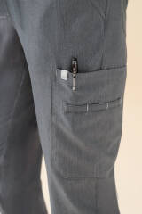 KAERE Pantalon Femme - avec poches cargo et ourlets côtelés gris chiné